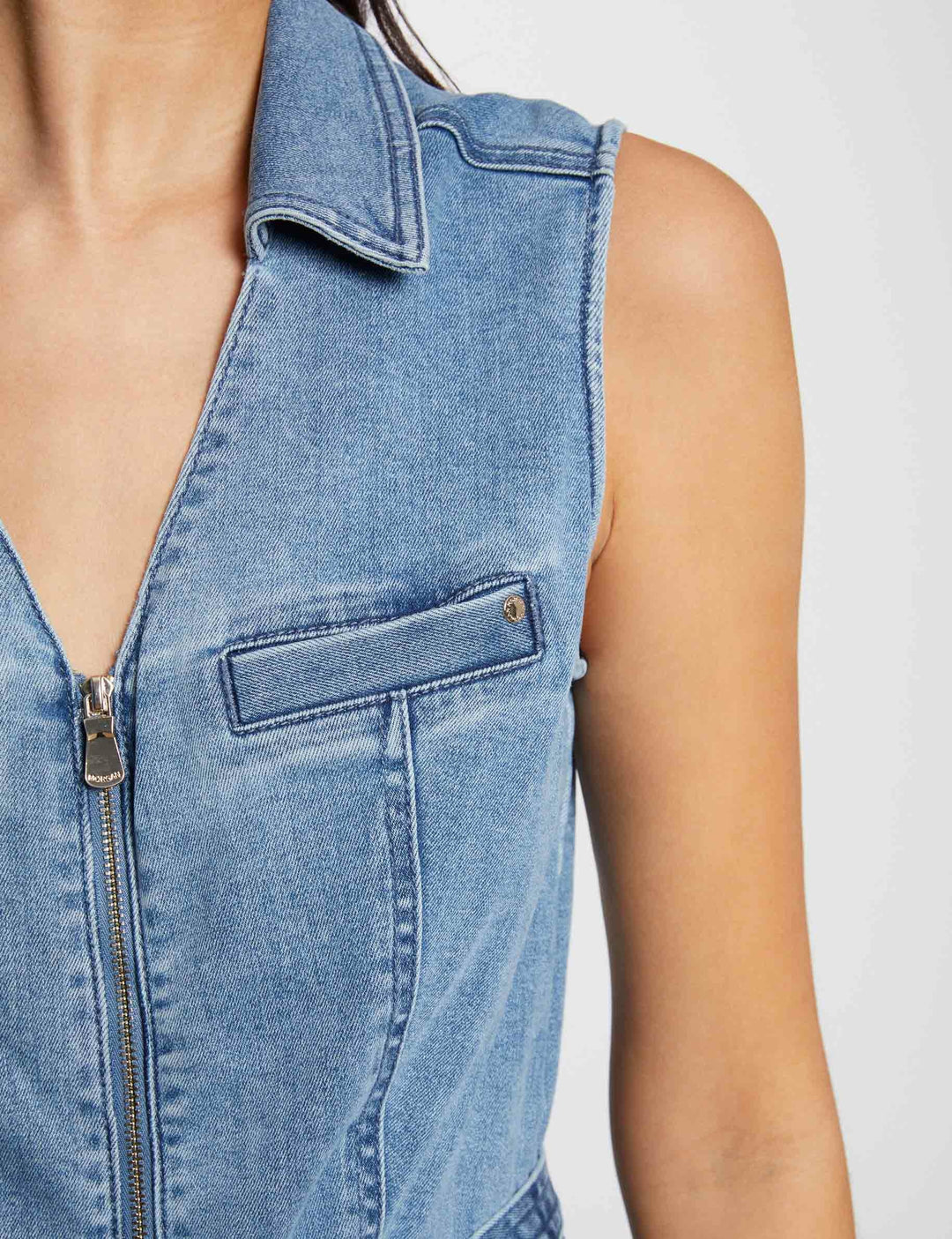 Combishort jean sans manches
