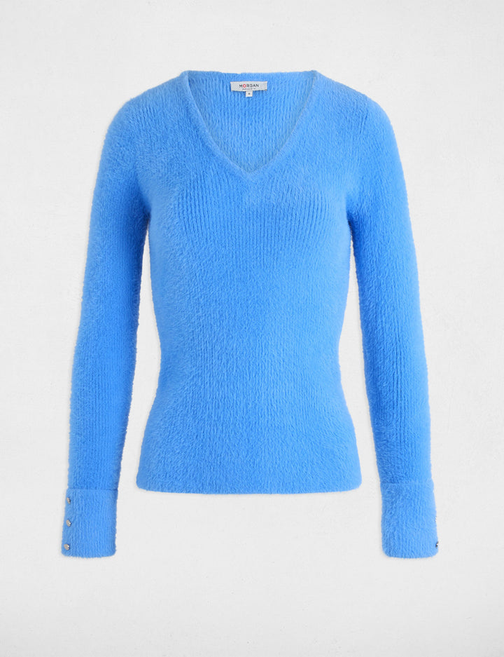 Pull manches longues maille duveteuse