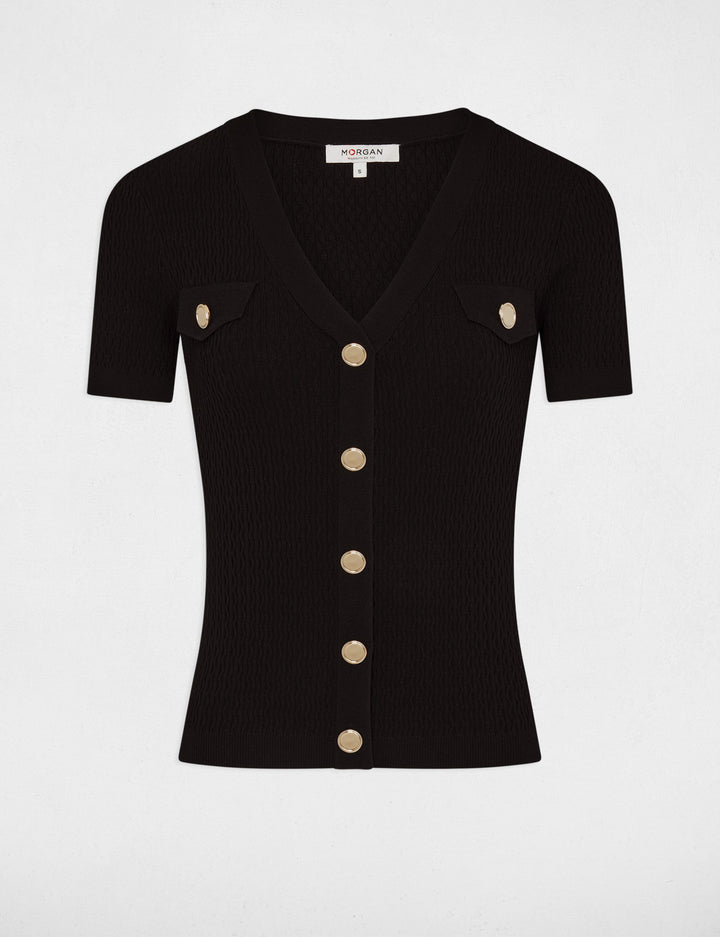 Pull col en V manches courtes