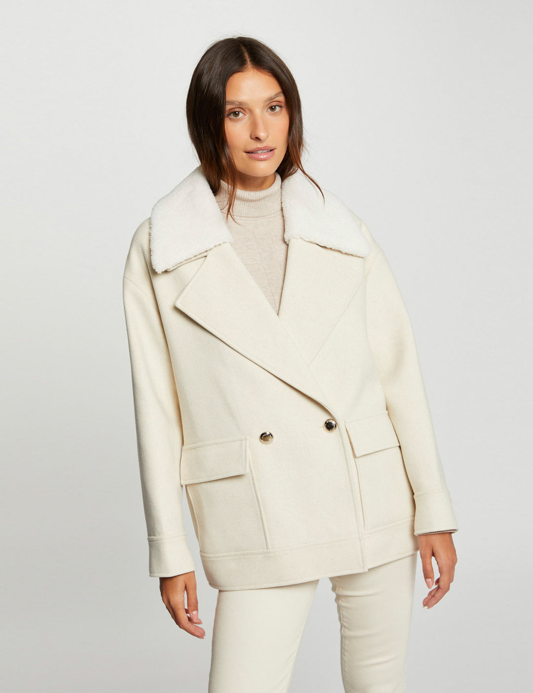 Manteau avec col fourrure amovible