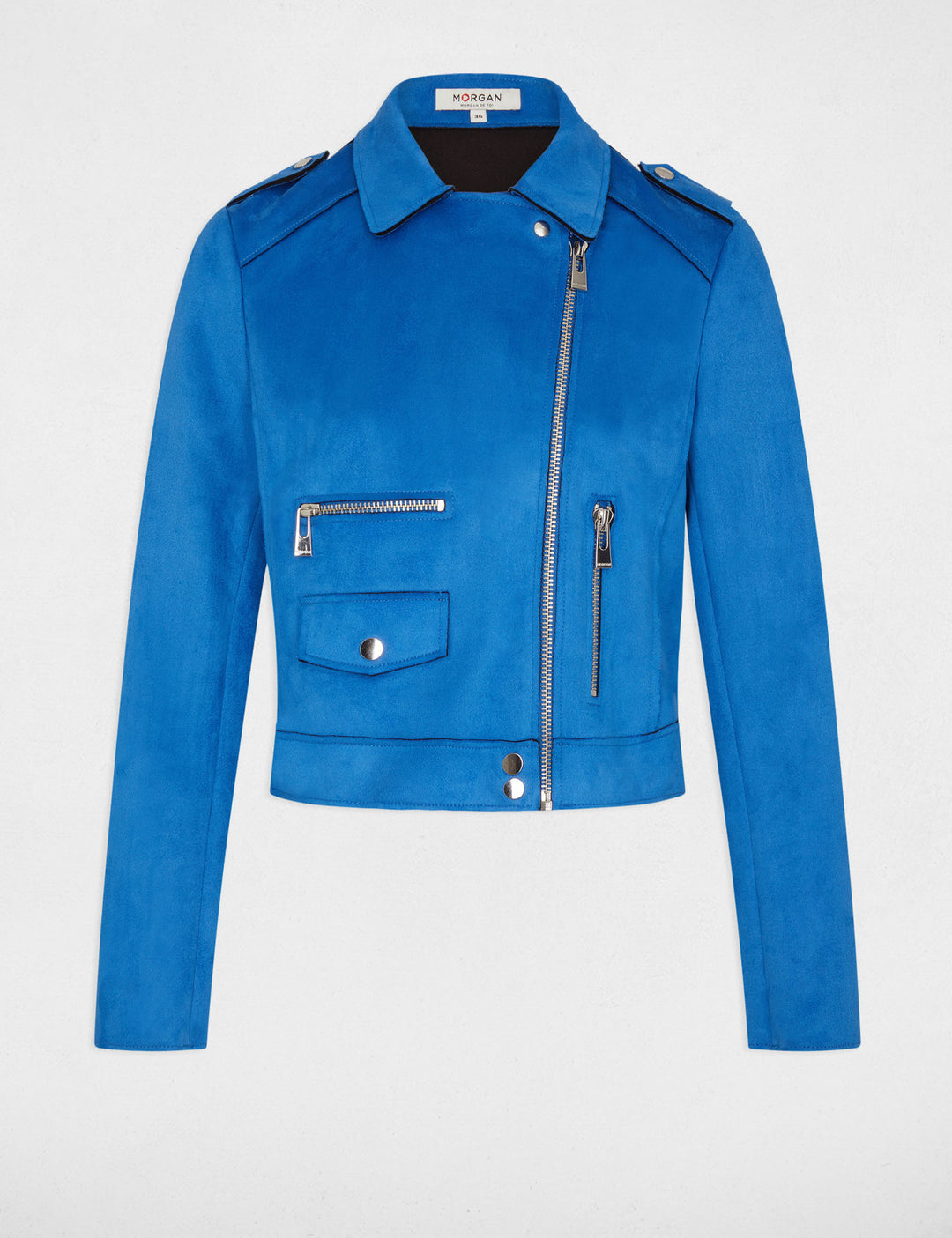 Blouson court zippé suédine