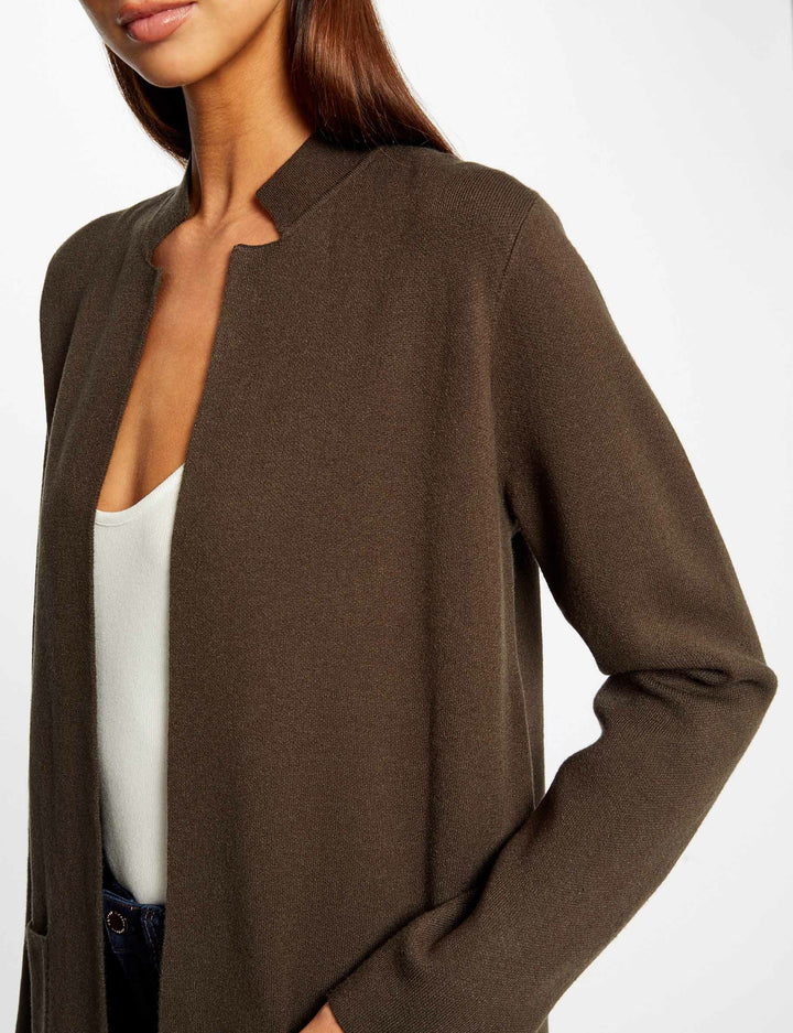 Gilet long droit col ouvert