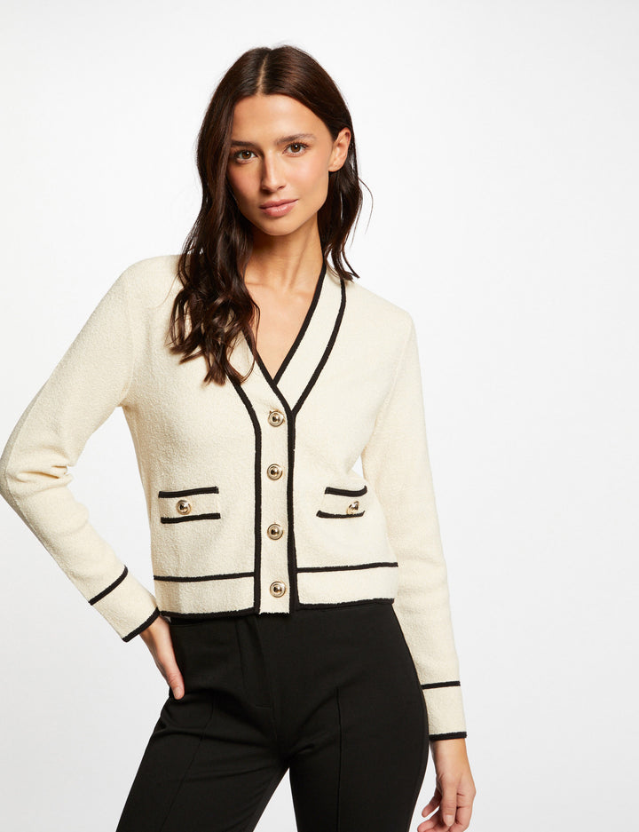 Gilet boutonné à  bandes contrastantes