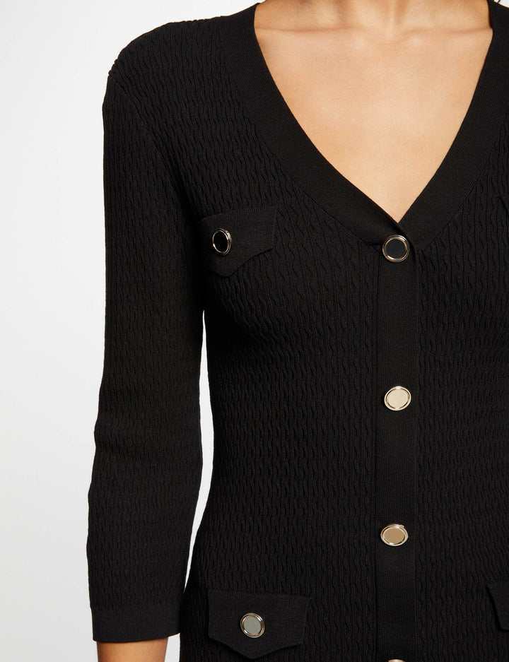 Robe pull ajustée manches 3/4 à  boutons