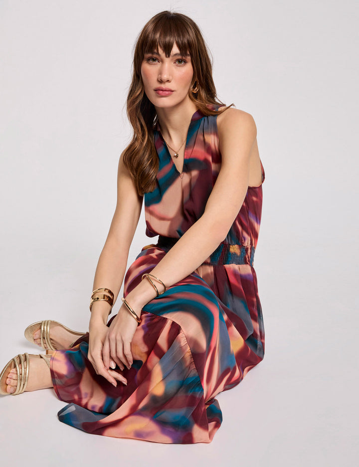Robe longue droite imprimée