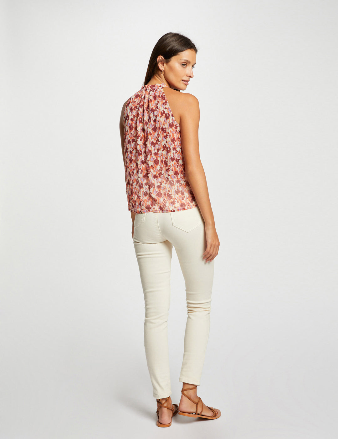 Blouse sans manches imprimé abstrait