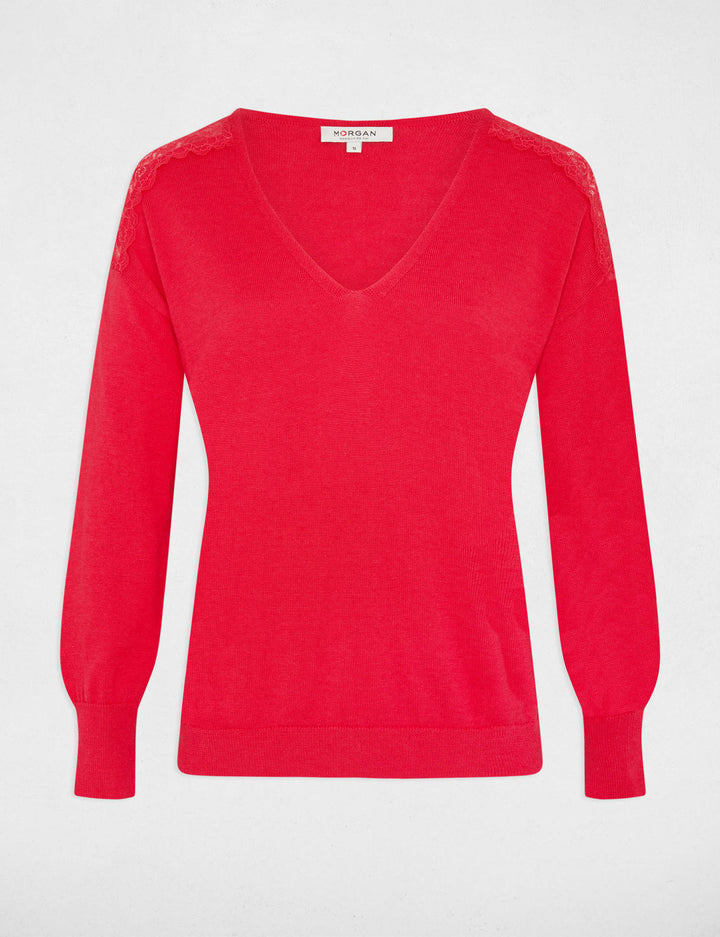 Pull col en V manches longues