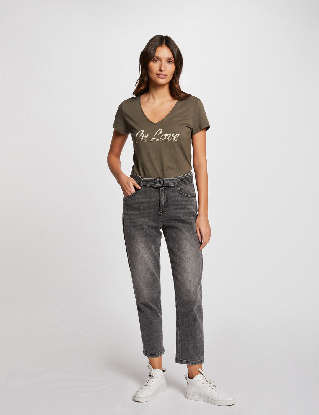 T-shirt inscription et sequins