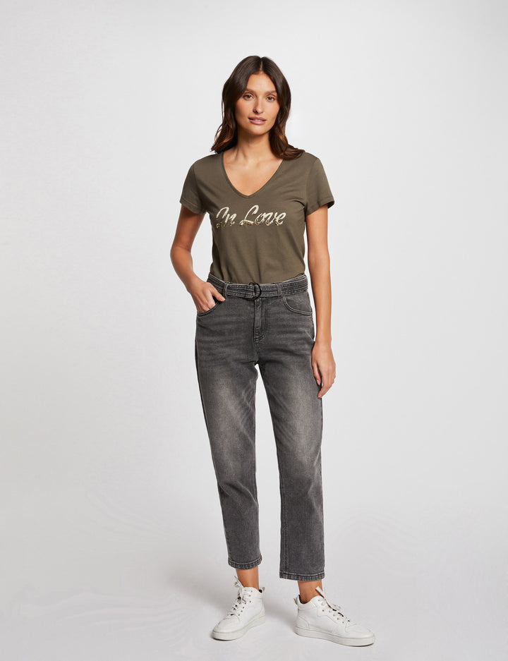 T-shirt inscription et sequins