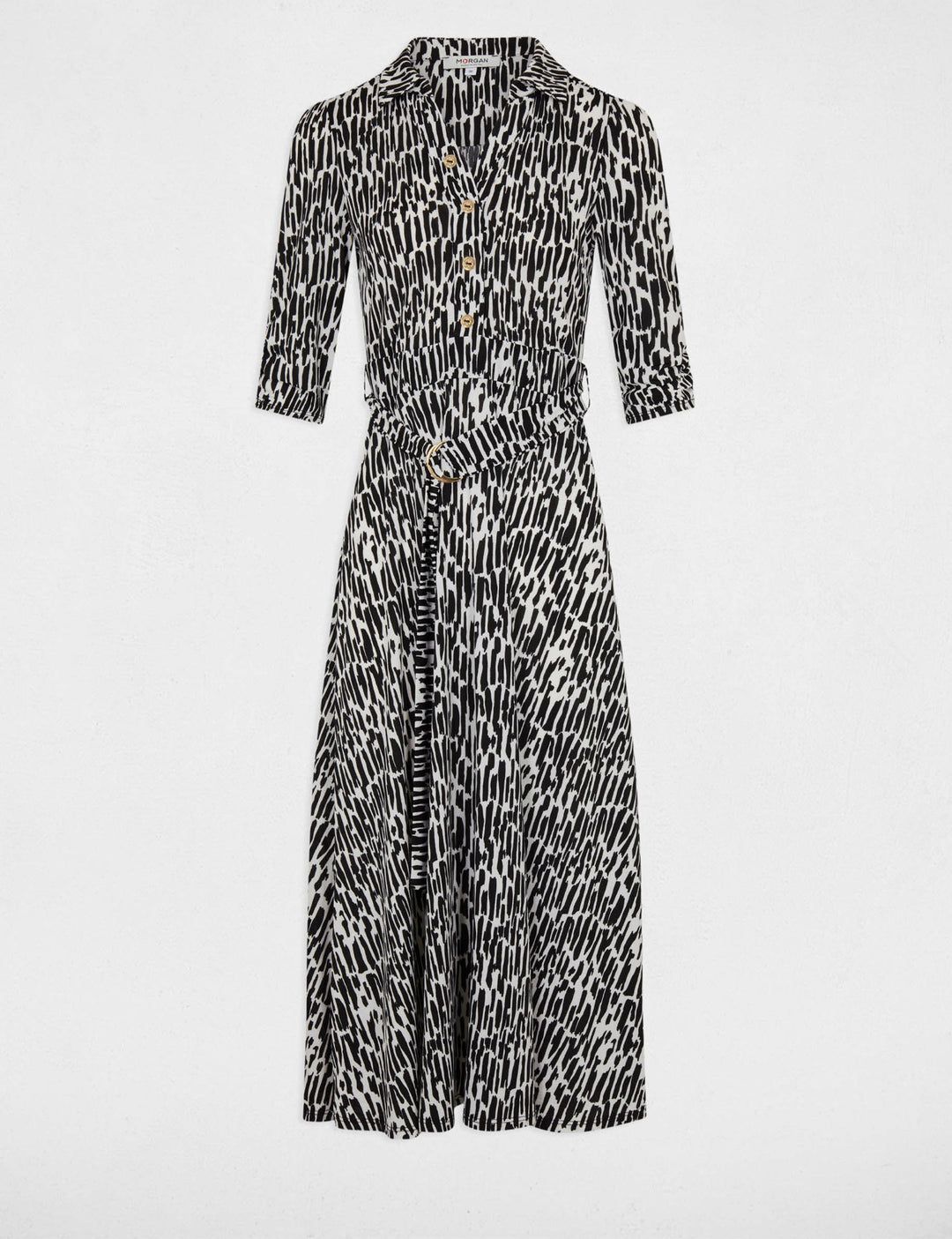 Robe longue évasée imprimé abstrait