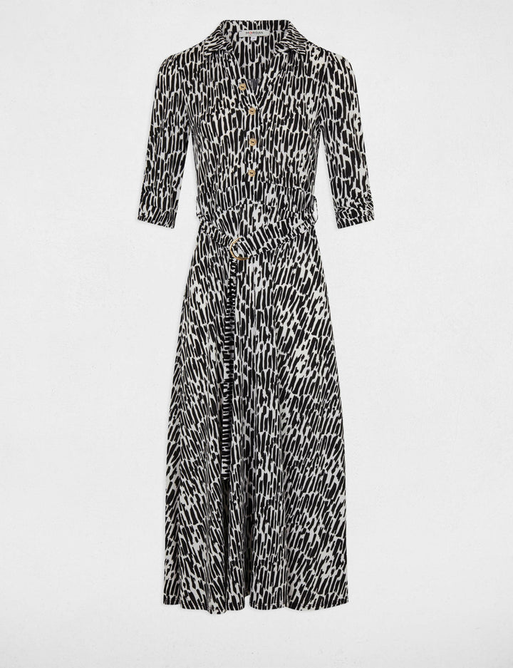 Robe longue évasée imprimé abstrait