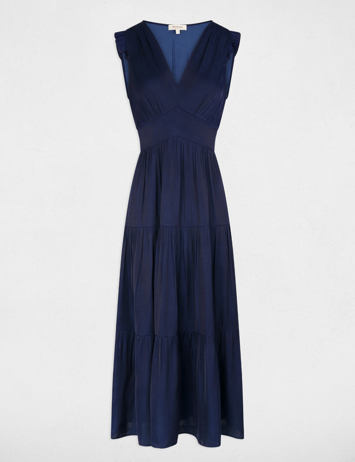 Robe longue col v