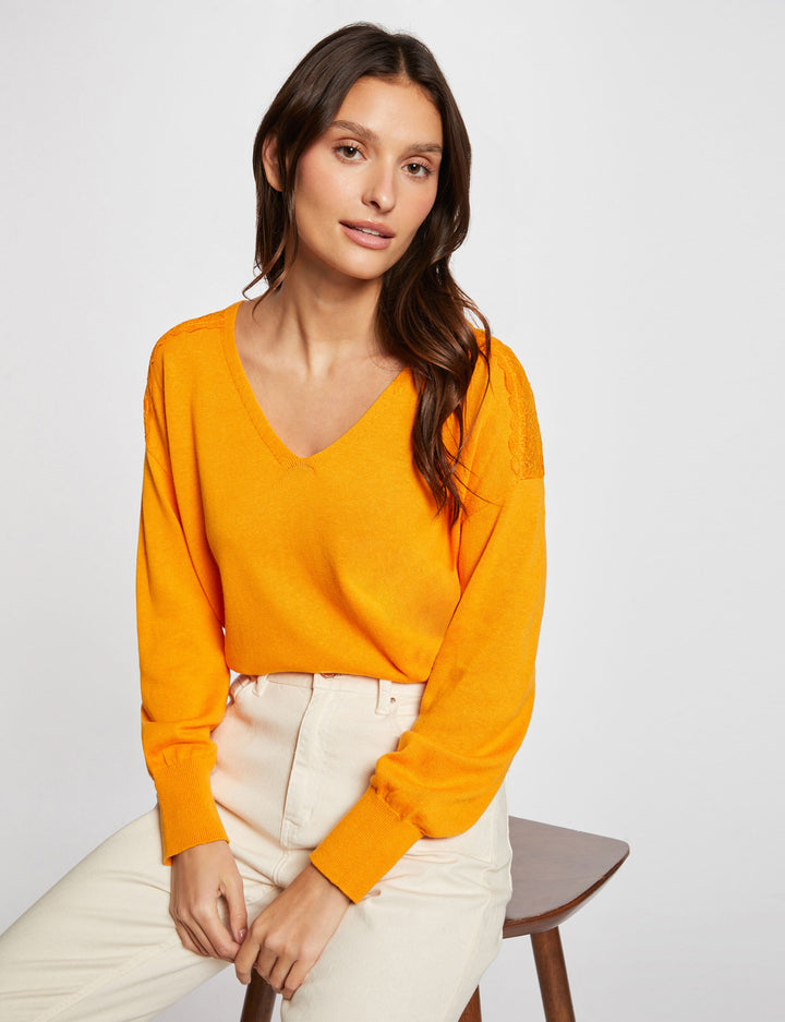 Pull col en V manches longues