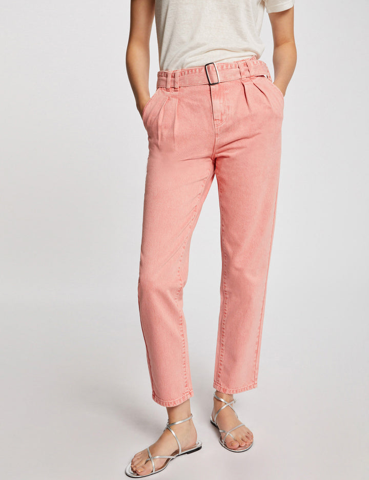 Jeans droit ceinturé 7/8ème