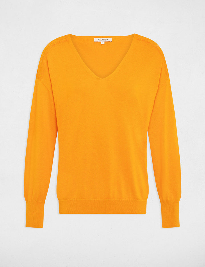 Pull col en V manches longues