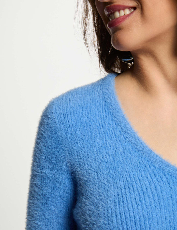 Pull manches longues maille duveteuse
