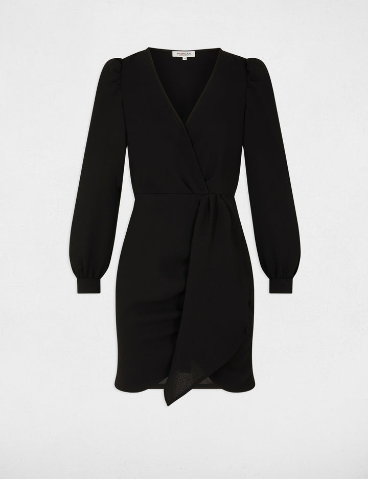 Robe ajustée drapée manches longues