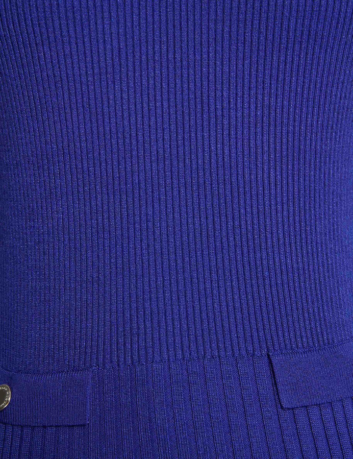 Pull manches longues côtelé à  col en V