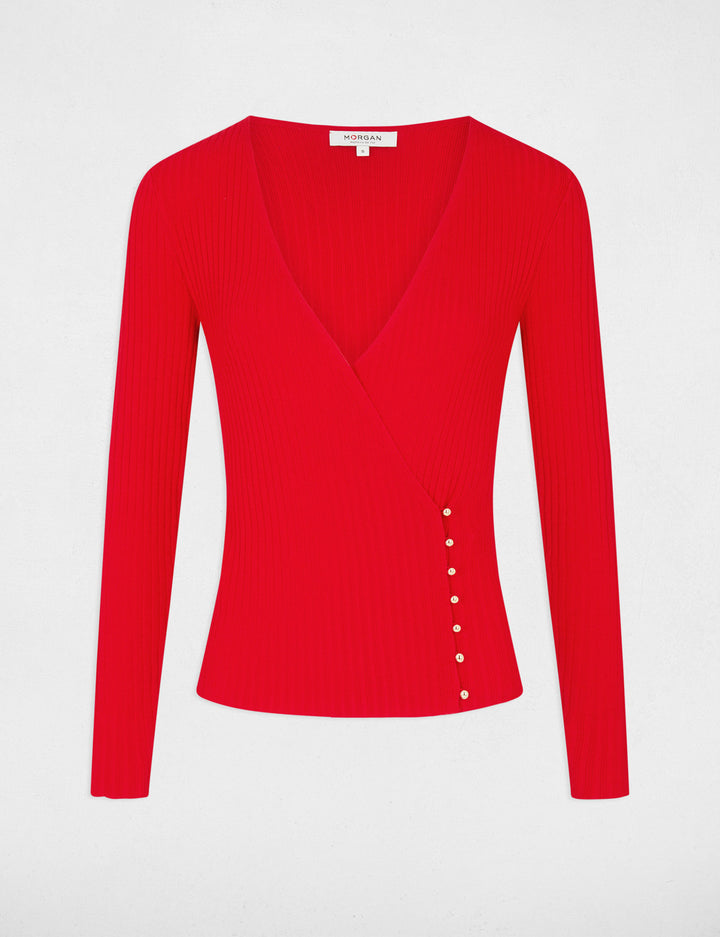 Pull manches longues col cache-coeur