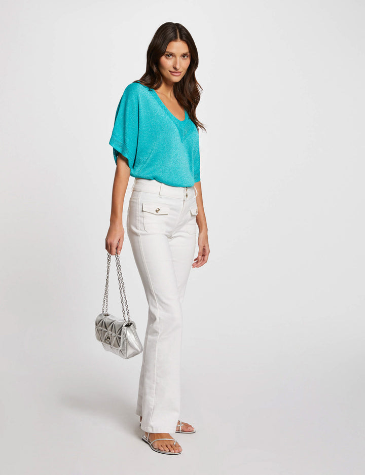 Pull col en V manches courtes