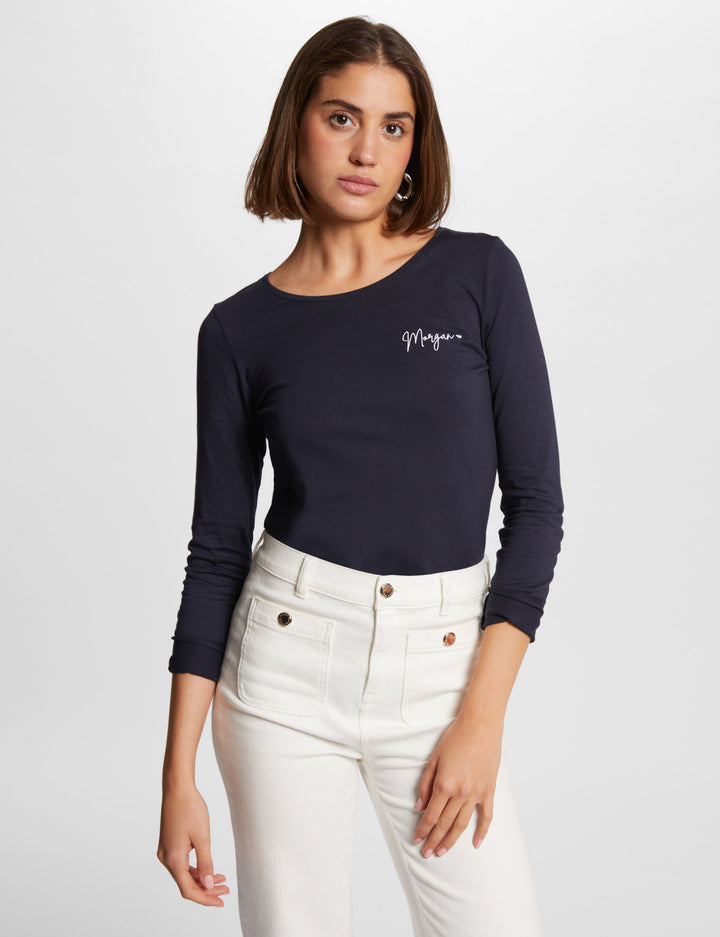 T-shirt manches 3/4 brodé
