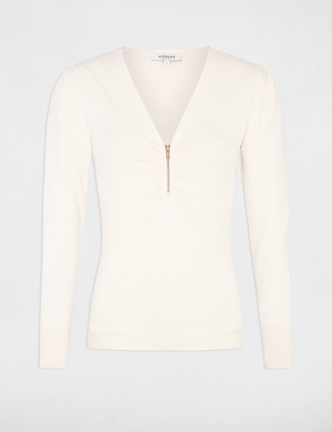 Pull col en V détail zippé