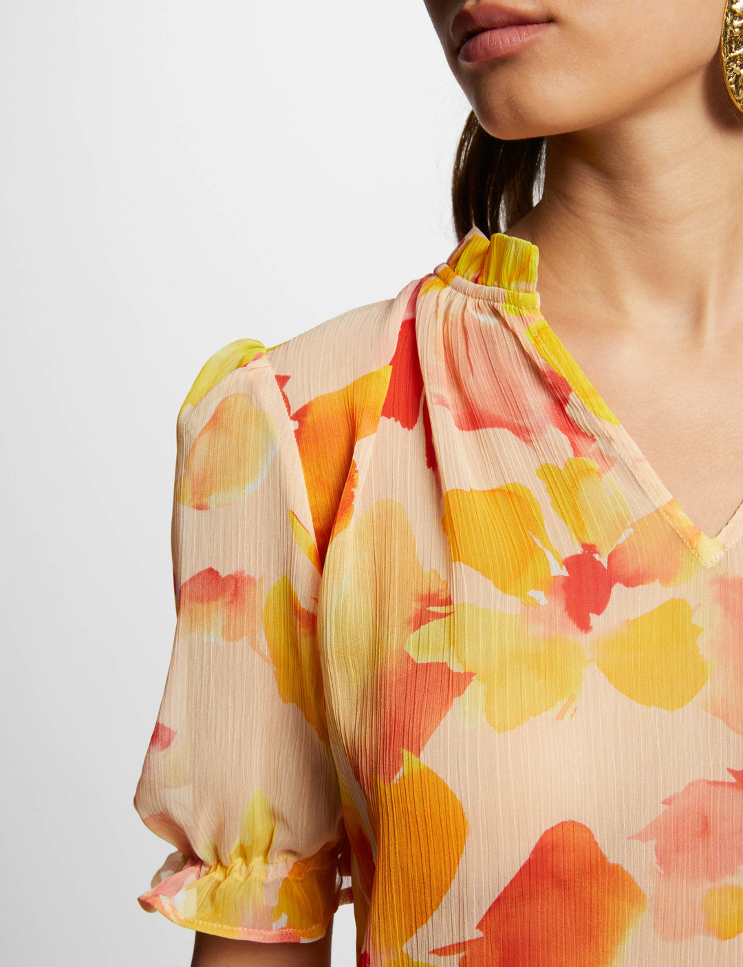 Blouse col en V imprimée