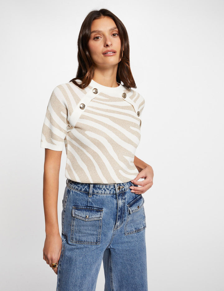 Pull col rond imprimé