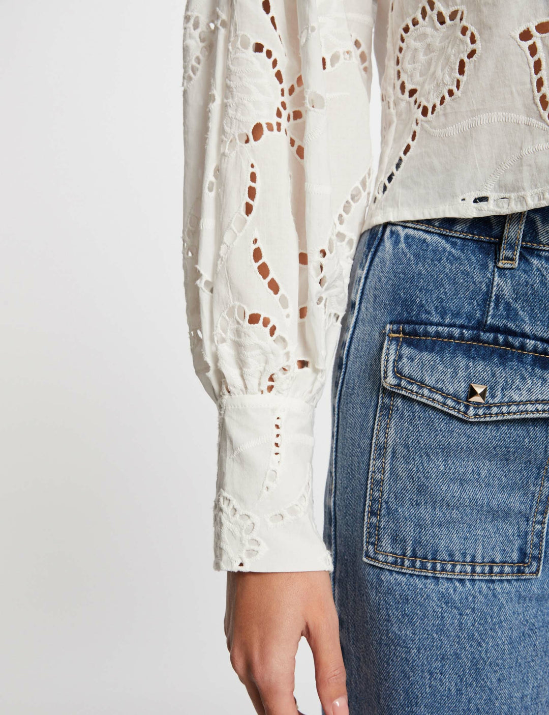 Top broderie anglaise zippé
