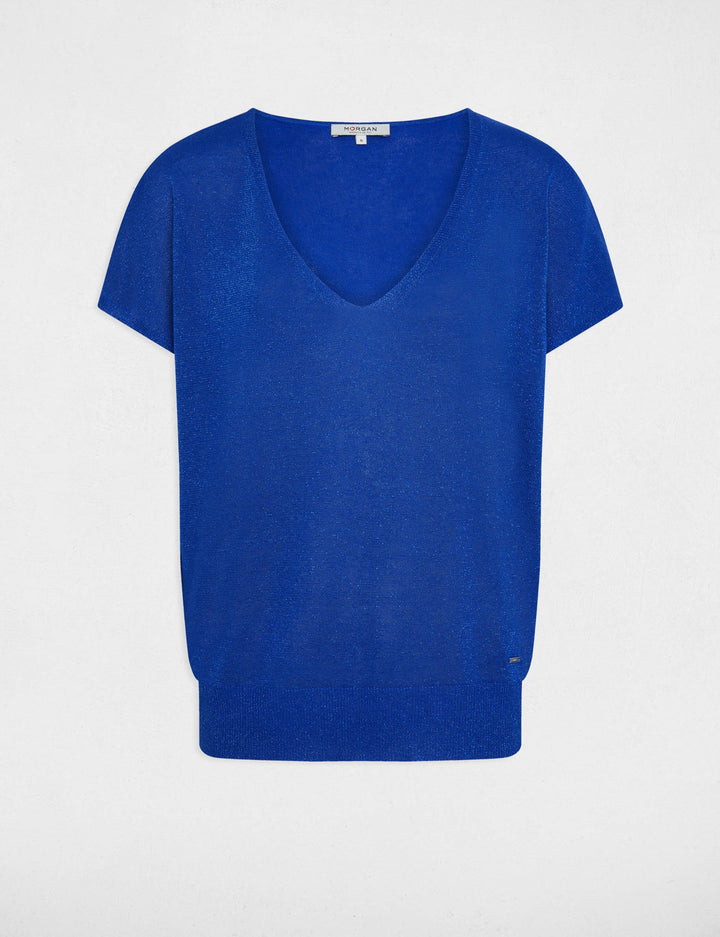 Pull col en V manches courtes