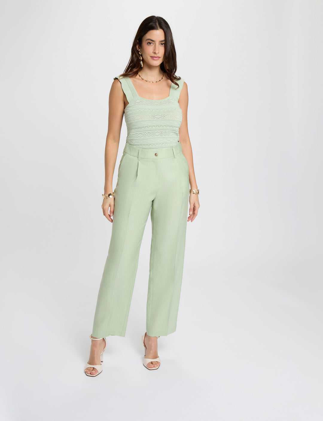 Pantalon carotte taille haute