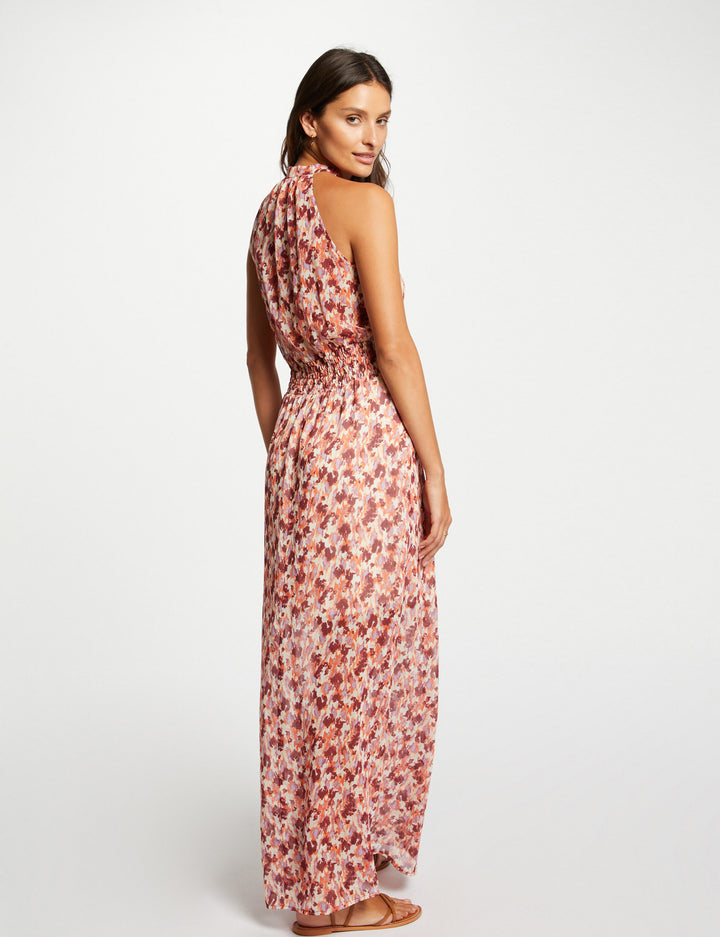Robe longue droite imprimé abstrait