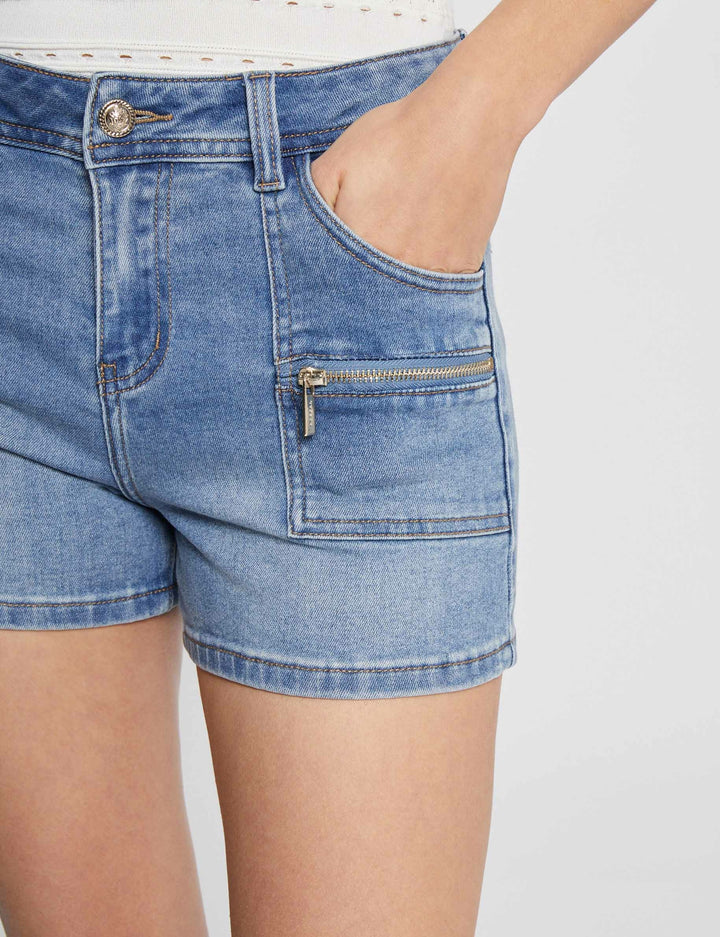 Short en jean détails zippés
