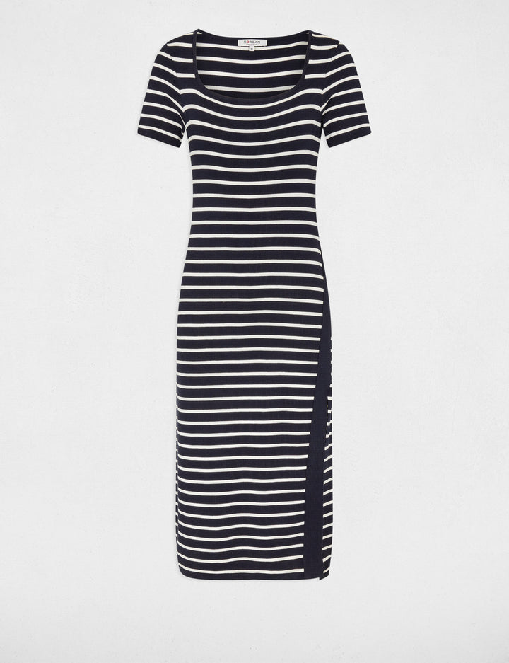 Robe tricot midi à  rayures