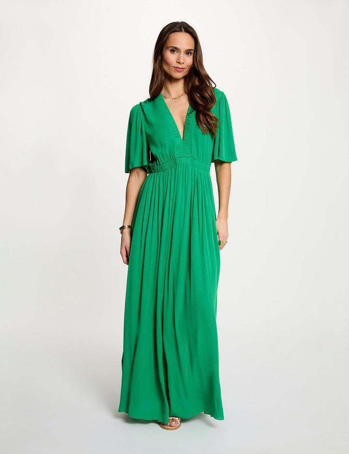 Robe longue col v