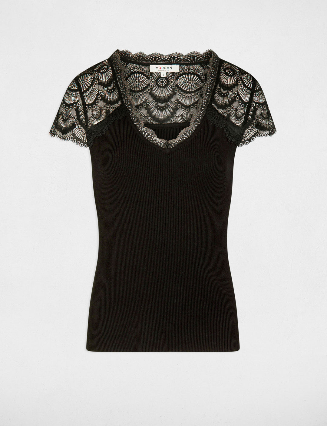 Pull manches courtes dentelle