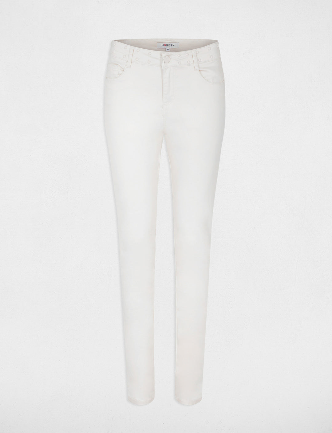 Pantalon slim enduit avec clous