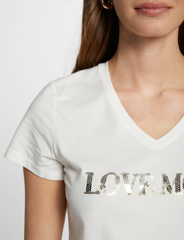 T-shirt inscription et sequins