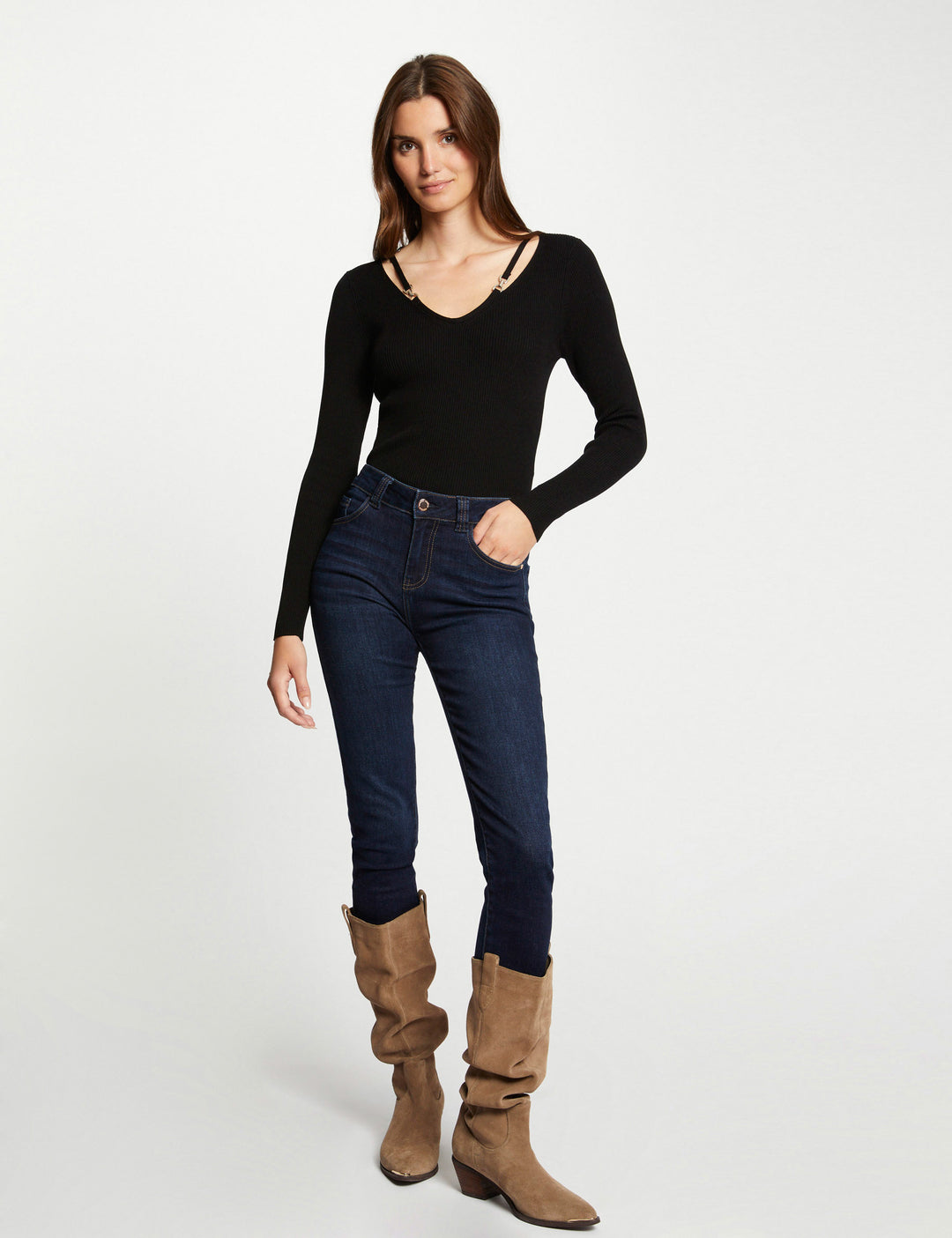 Pull manches longues avec boucles