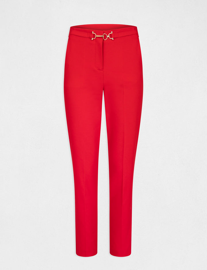 Pantalon city ajusté boucle et pinces