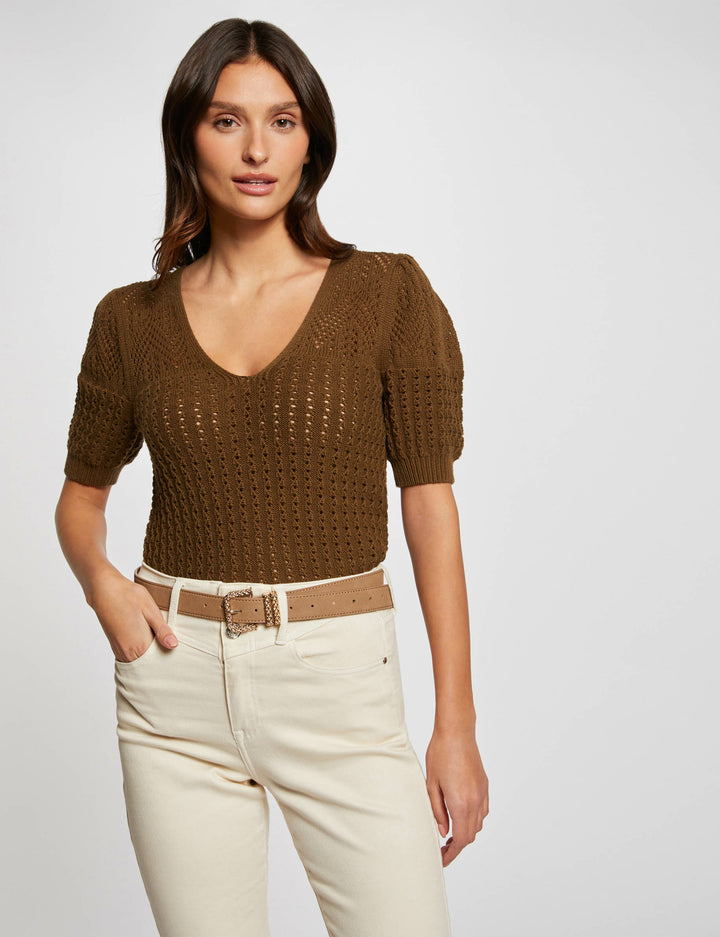 Pull manches courtes ajouré