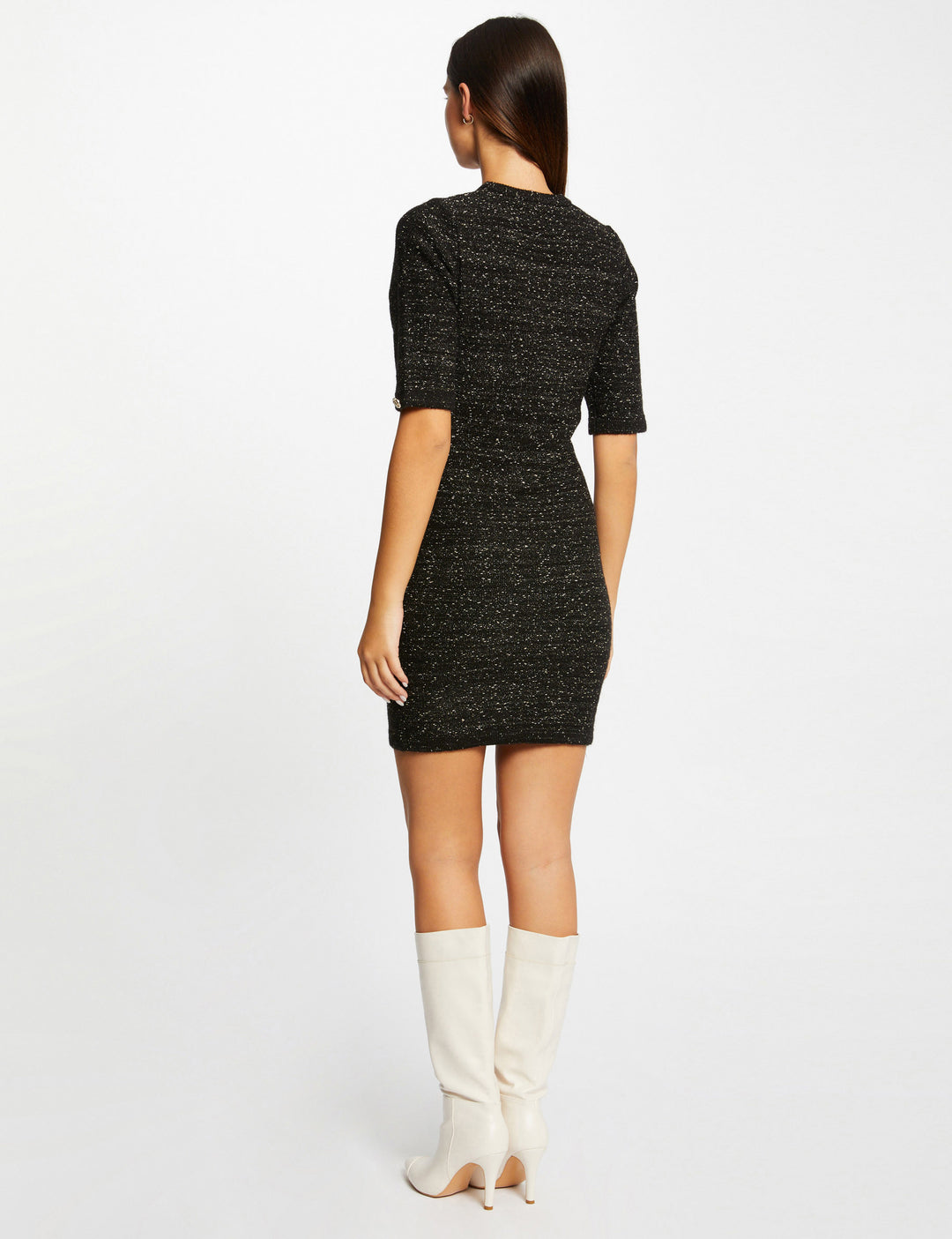 Robe pull ajustée manches courtes