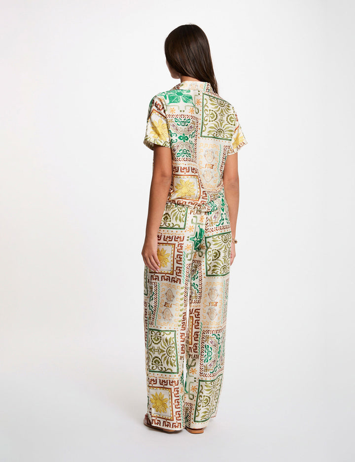 Pantalon large taille haute