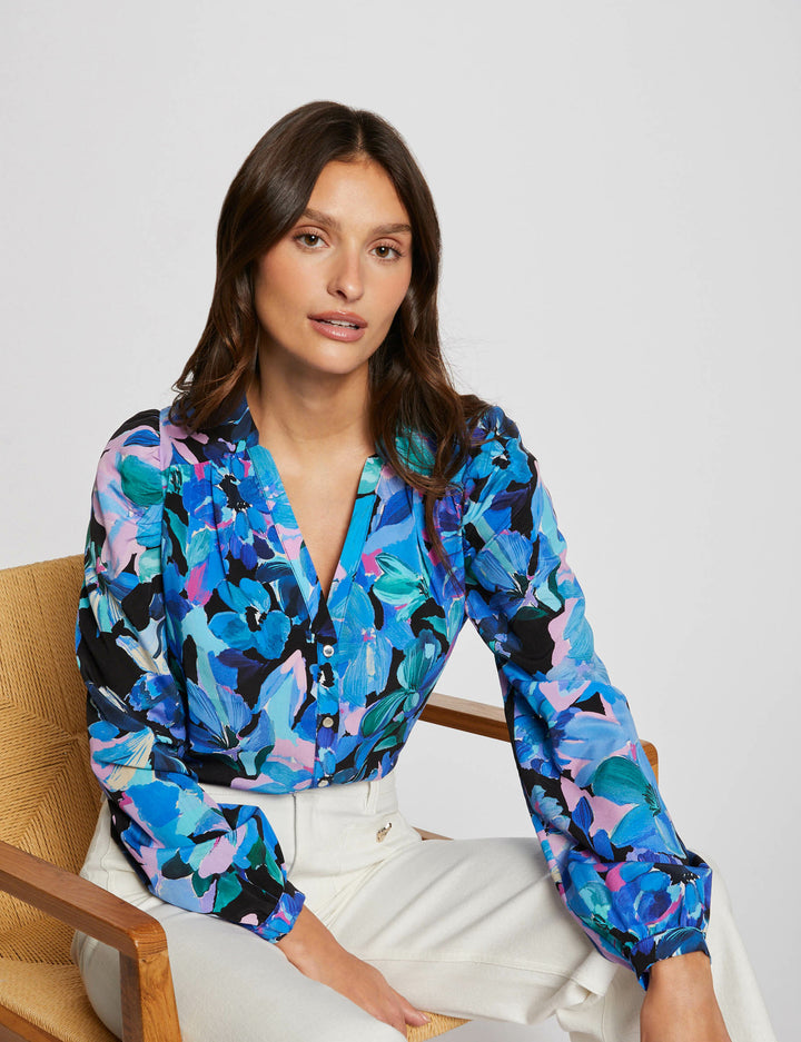 Chemise col en V imprimée