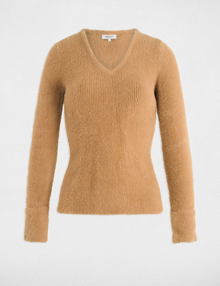 Pull manches longues maille duveteuse