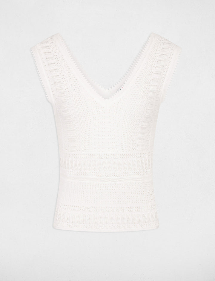 Pull sans manches ajouré