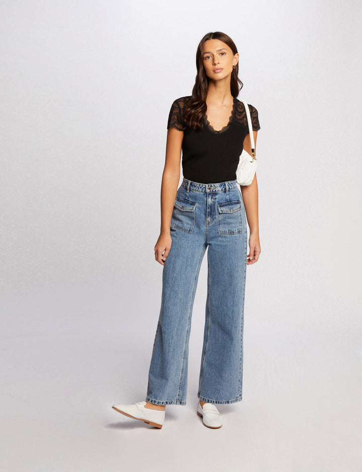 Pull manches courtes dentelle