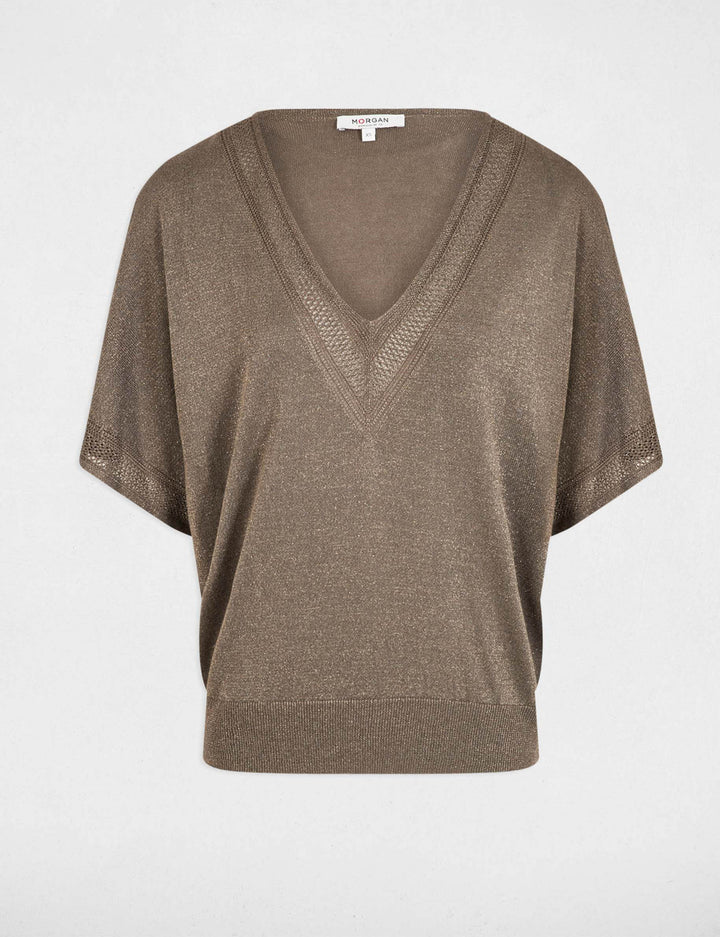 Pull col en V manches courtes