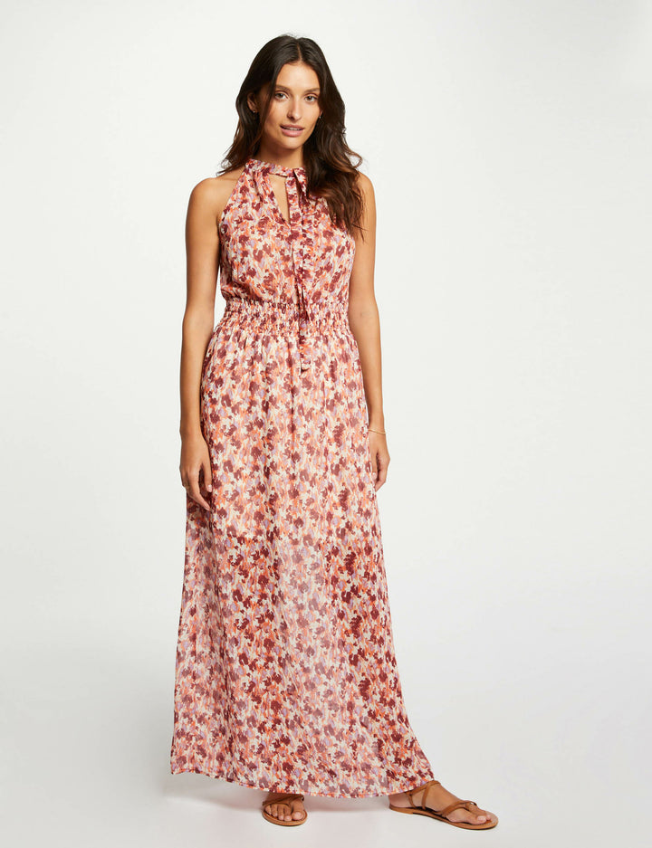 Robe longue droite imprimé abstrait