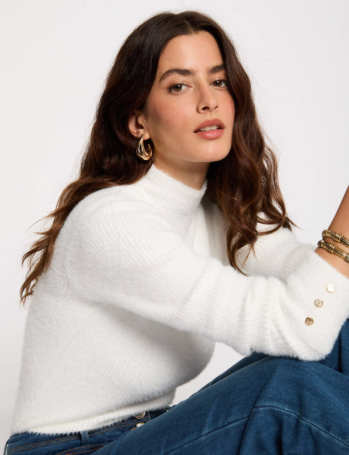 Pull manches longues maille duveteuse